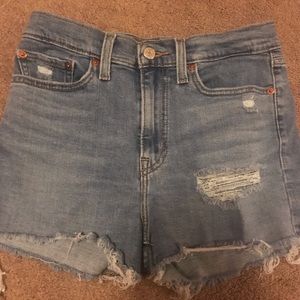 Ripped jean shorts